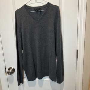 Theory Men's Charcoal‎ Gray V-Neck Merino Wool blend  Sweater XL